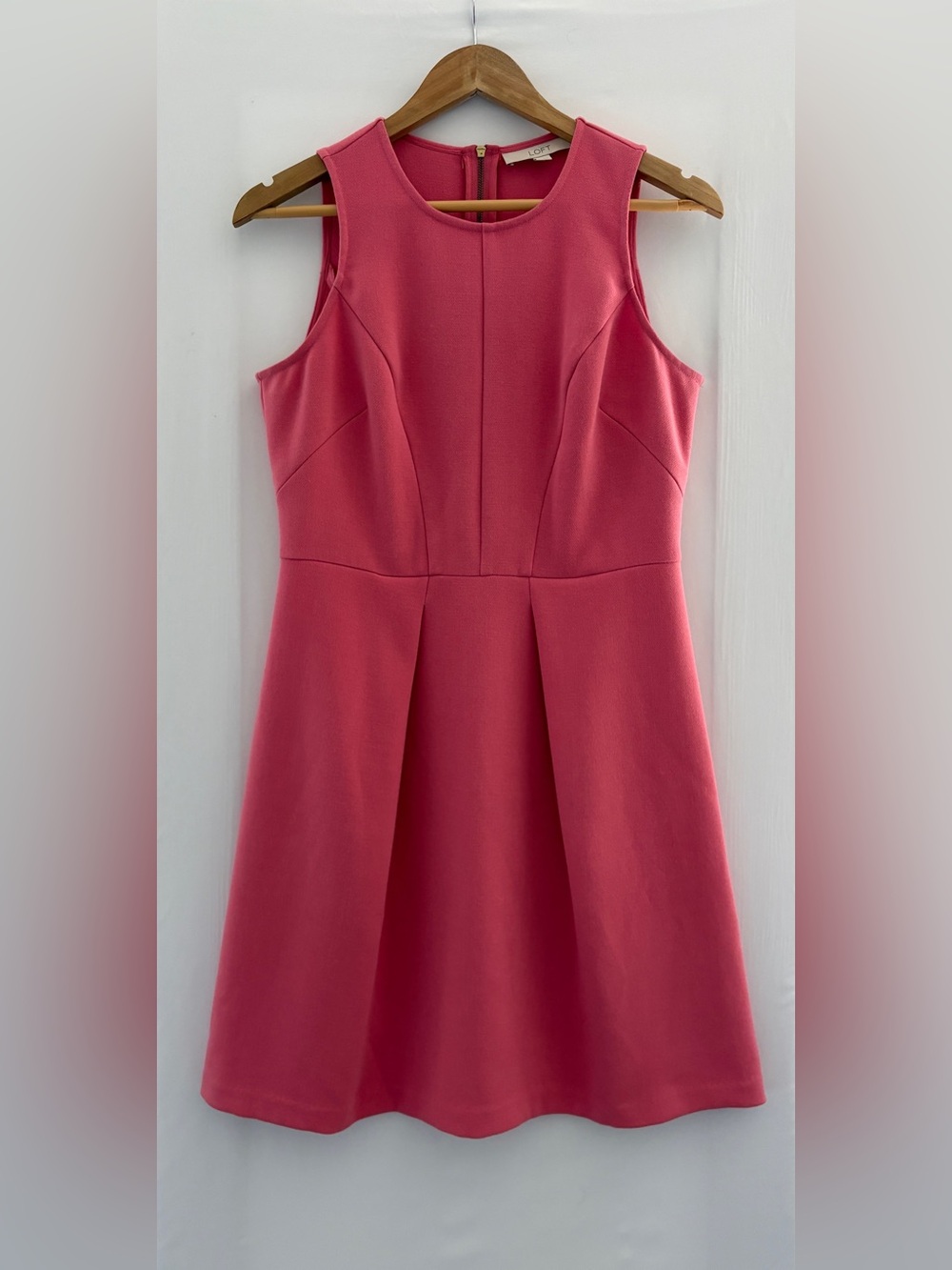 LOFT Sleeveless Coral-Pink Fit & Flare Dress